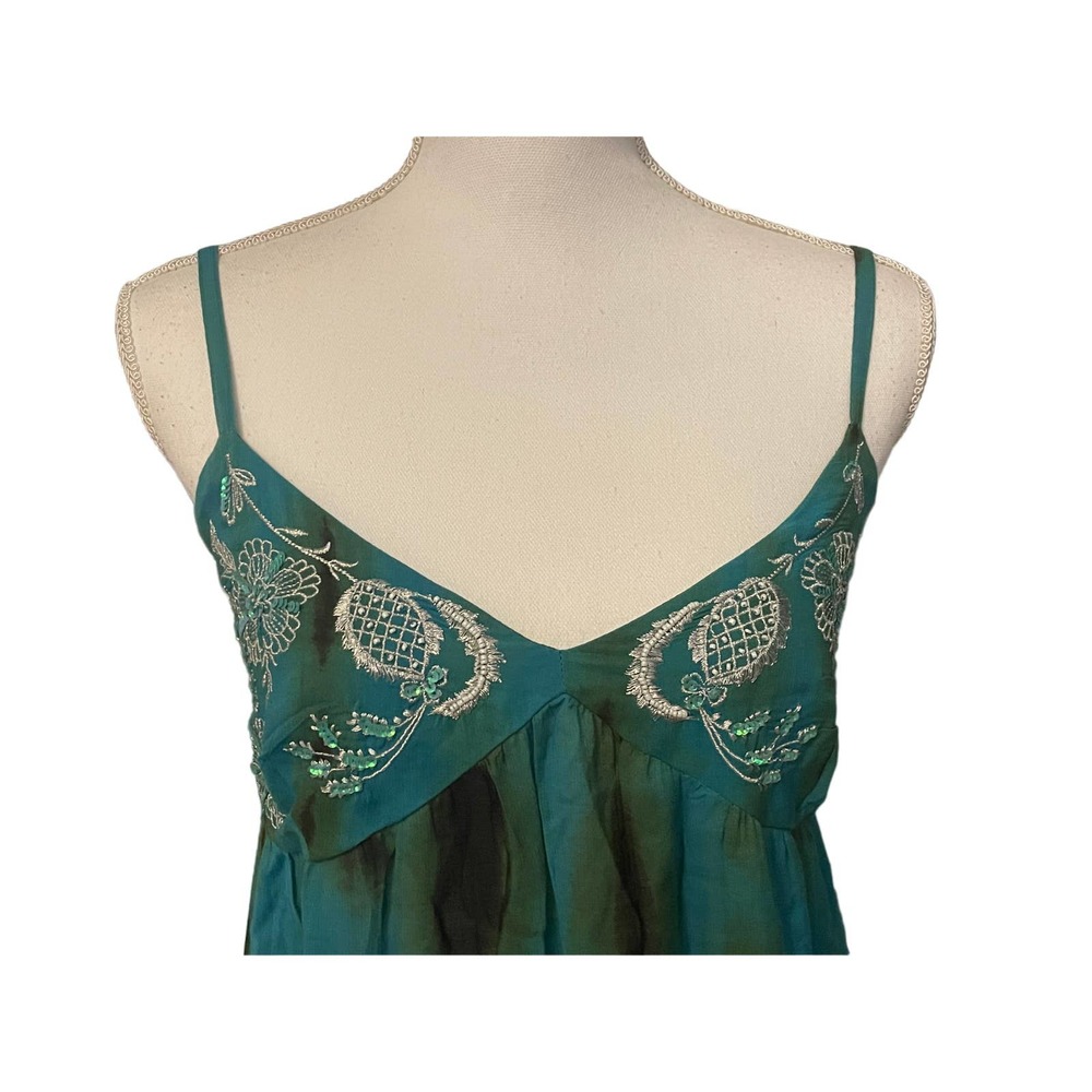 Venus maxi empire style dress, green and teal, size 4 - Picture 3 of 13